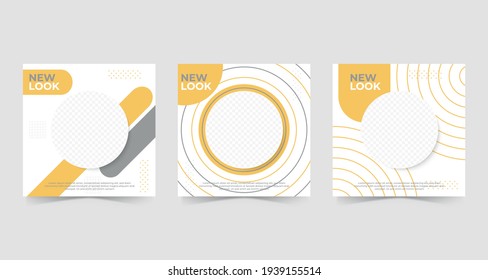 Set of Editable minimal square banner template. social media post and web internet ads with photo collage.