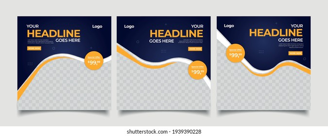 Set of Editable minimal square banner template.