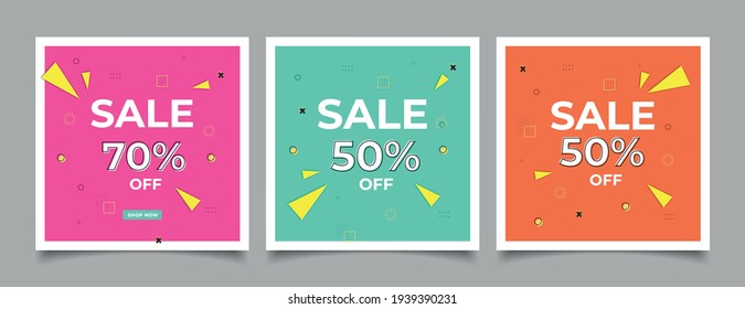 Set of Editable minimal square banner template.