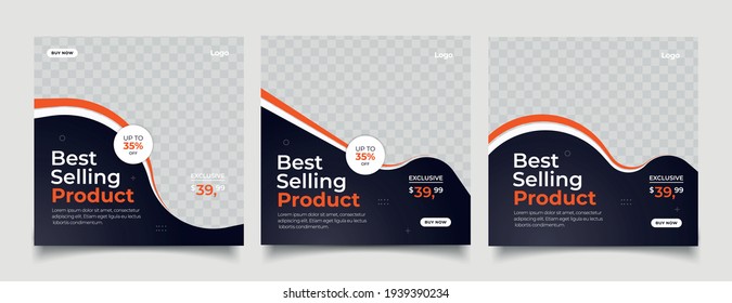 Set of Editable minimal square banner template.