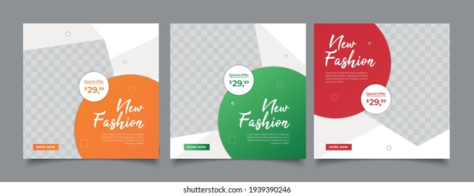 Set of Editable minimal square banner template.