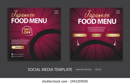 Set of Editable minimal square banner template. Black and red background color with stripe line shape. Suitable for social media post and web internet ads. Vector illustration with photo college