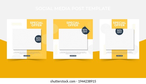 Set of Editable minimal square banner template. social media post and web internet ads with photo collage.