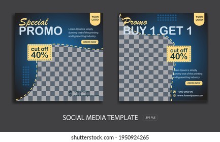Set of Editable minimal square banner template. for promo menu. Suitable for social media post and web internet ads. Vector illustration with photo college