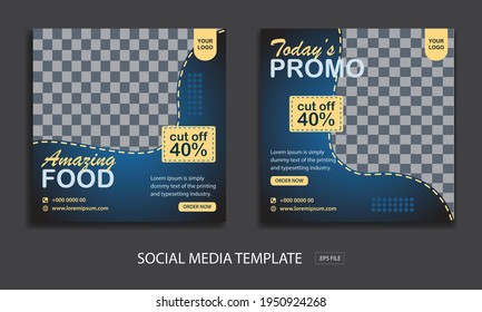 Set of Editable minimal square banner template. for promo menu. Suitable for social media post and web internet ads. Vector illustration with photo college