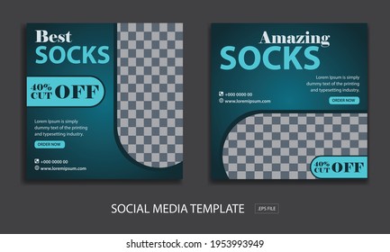 Set of Editable minimal square banner template. for promotion belt. with color blue  , Suitable for social media post and web internet ads.