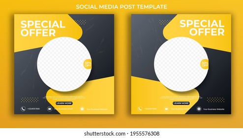 Set of Editable minimal square banner template. social media post and web internet ads with photo collage.