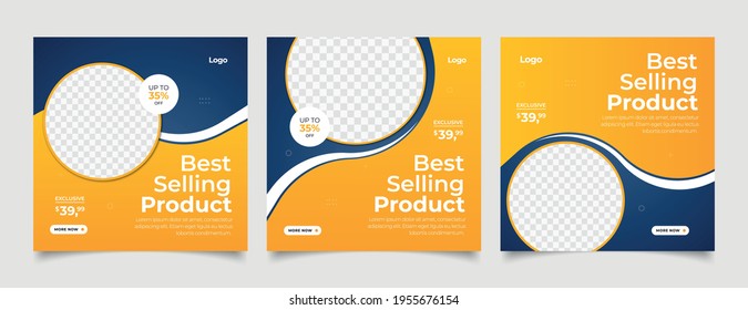 Set of Editable minimal square banner template.

