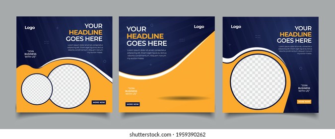 Set of Editable minimal square banner template.