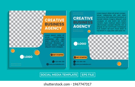 Set of Editable minimal square banner template. Blue background color with stripe line shape. Suitable for social media post and web internet ads.