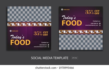Set of Editable minimal square banner template. for promotion food. Suitable for social media post and web internet ads. Vector illustration with photo college