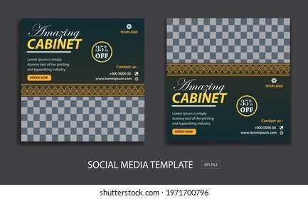Set of Editable minimal square banner template. for promotion cabinet. Suitable for social media post and web internet ads. Vector illustration with photo college
