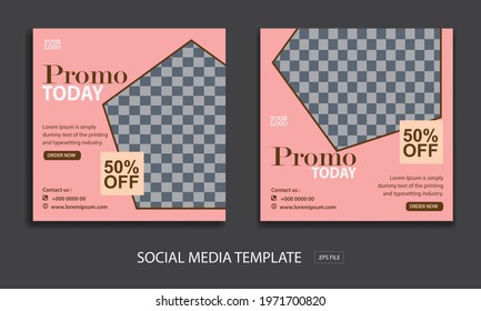 Set of Editable minimal square banner template. for promotion cabinet. Suitable for social media post and web internet ads. Vector illustration with photo college