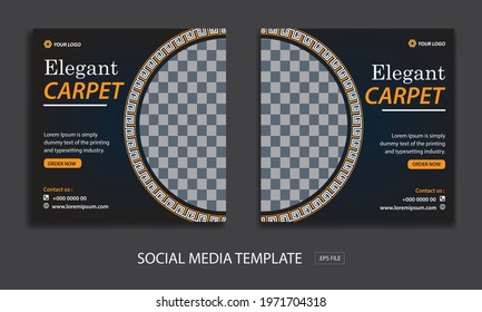 Set of Editable minimal square banner template. for promotion carpet. Suitable for social media post and web internet ads. Vector illustration with photo college