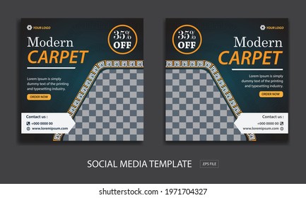 Set of Editable minimal square banner template. for promotion carpet. Suitable for social media post and web internet ads. Vector illustration with photo college
