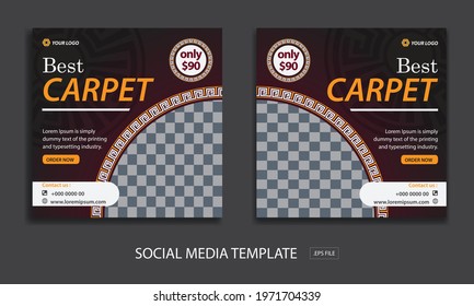 Set of Editable minimal square banner template. for promotion carpet. Suitable for social media post and web internet ads. Vector illustration with photo college