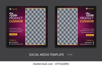 Set of Editable minimal square banner template. red background color with stripe line shape. Suitable for social media post and web internet ads. Vector illustration with photo college