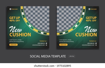 Set of Editable minimal square banner template. green background color with stripe line shape. Suitable for social media post and web internet ads. Vector illustration with photo college