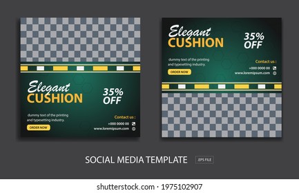 Set of Editable minimal square banner template. green background color with stripe line shape. Suitable for social media post and web internet ads. Vector illustration with photo college