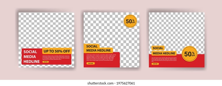 Set of Editable minimal square banner template. Banner vector for social media ads, web ads, business messages, discount flyers and big sale banners. Vector illustration with photo colleg