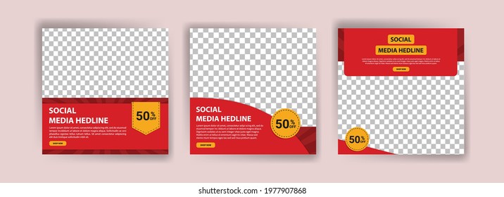 Set of Editable minimal square banner template. Banner vector for social media ads, web ads, business messages, discount flyers and big sale banners. Vector illustration with photo colleg
