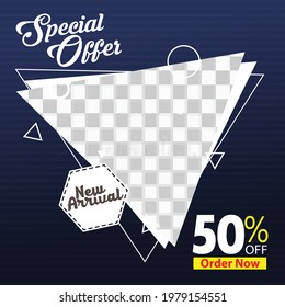 Set of Editable minimal square banner template. black and blue dark background color. Suitable for social media post and web internet ads. Vector illustration with photo college
