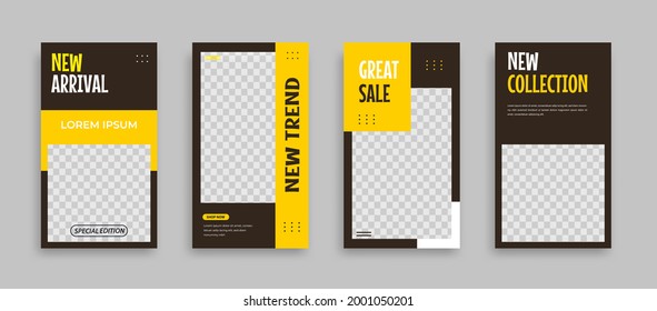 Set of Editable minimal square banner template. Blue yellow white background color with geometric shapes for social media post, story and web internet ads. Vector illustration