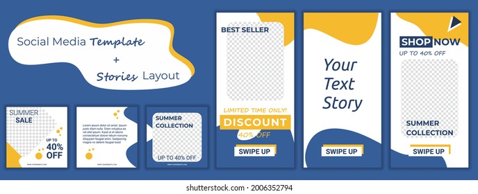 Set of Editable minimal square banner template. Colorful background color with stripe line shape. Suitable for social media post and web internet ads