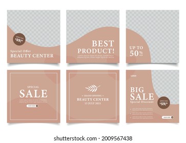 Set of Editable minimal square banner template.
