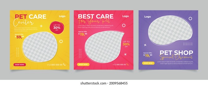 Set of Editable minimal square banner template.