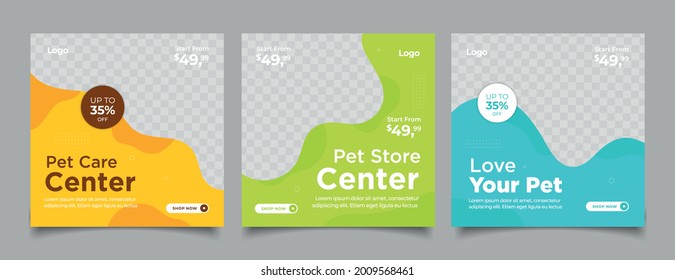 Set of Editable minimal square banner template.