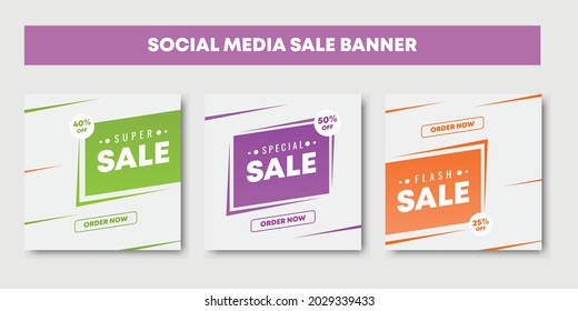Conjunto de plantilla de banner cuadrado mínimo editable. Diseño de diseño colorido a la moda para promocionar la venta. Plantillas de diseño minimalista para publicaciones en redes sociales y publicidad en línea. Ilustración del vector