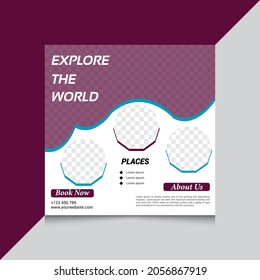 Set of Editable minimal square banner template. Different background color with stripe line shape. Suitable for social media post and web internet ads.