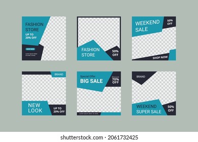 Set of Editable minimal square banner template. Social media template for ads.