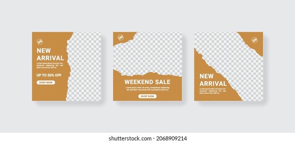 Set of Editable minimal square banner template. Suitable for social media post and web internet ads. Vector illustration with photo college