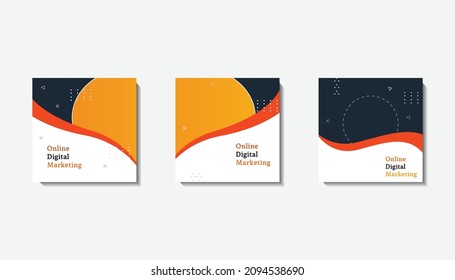 Set of Editable minimal square banner template. Black and yellow background color with stripe line shape. Suitable for social media post and web internet ads. Vector illustration with photo college
