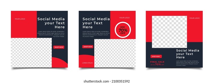 Conjunto de plantilla de banner cuadrado mínimo editable. plantilla de post venta en medios sociales. Ilustración del vector