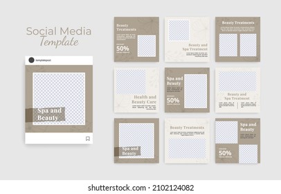 Set of Editable minimal square banner template. Suitable for social media post and web ads.