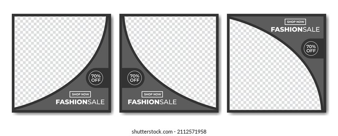 Set of Editable minimal square banner template with space for the image. For social media posts and web ads. Modern social media advertising square banner.