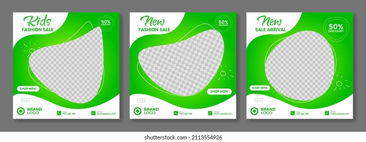 Set of Editable minimal square banner template with space for the image. For social media posts and web ads. Modern social media advertising square banner.