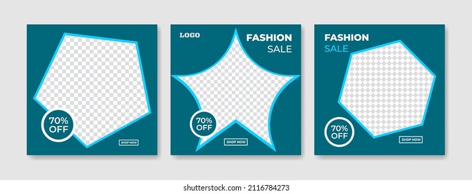 Set of Editable minimal square banner template with space for the image. For social media posts and web ads. Modern social media advertising square banner.