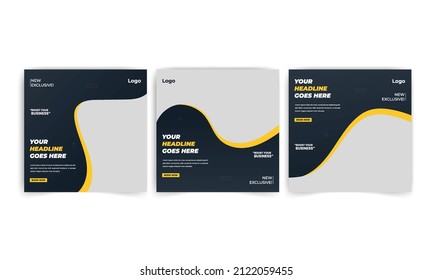 Set of Editable minimal square banner template, Editable square banner layout template - abstract, minimal, modern design background