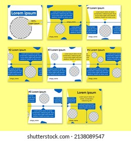 Set of editable minimal square banner templates. Orange color background with shape. Suitable for social media posting and web advertising.