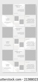 Set of editable minimal square banner templates. 