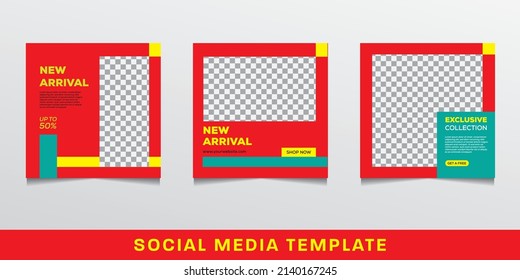 Set of Editable minimal square banner template. Suitable for social media post and web internet ads.