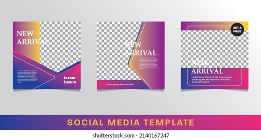Set of Editable minimal square banner template. Suitable for social media post and web internet ads.