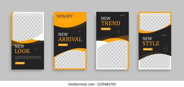 Set of Editable minimal square banner template. Blue yellow white background color with geometric shapes for social media post, story and web internet ads. Vector illustration
