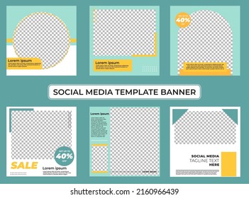 Set of Editable minimal square banner template. Blue and Red background color with shape. Suitable for social media post and web ads. Modern promotion square banner. Eps 10