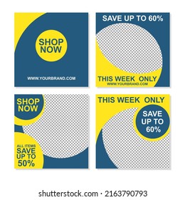 Set of Editable minimal square banner template. Suitable for sales social media template background post and web ads