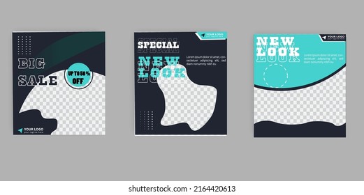 Set of Editable minimal square banner template